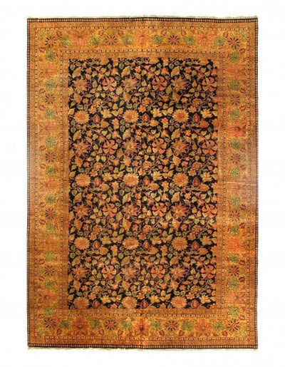 Canvello Agra Fine Hand Knotted Black Rug - 12'2'' X 18'2'' - Canvello