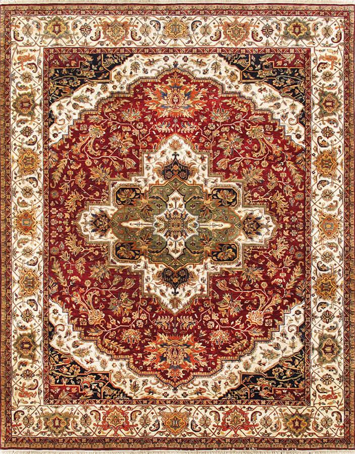 Canvello Agra Hand-Knotted Lamb's Wool Area Rug- 8' X 10'