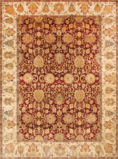 Canvello Agra Hand-Knotted Lamb's Wool Area Rug- 9'1" X 12'2"