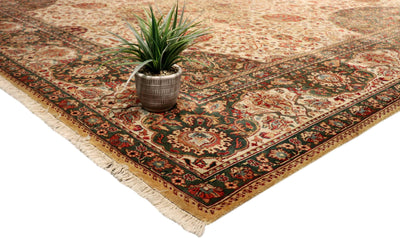 Canvello Agra Hand-Knotted Lamb's Wool Area Rug- 9'1" X 12'7"