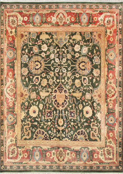 Canvello Agra Hand-Knotted Lamb's Wool Area Rug- 9'2" X 12'9"