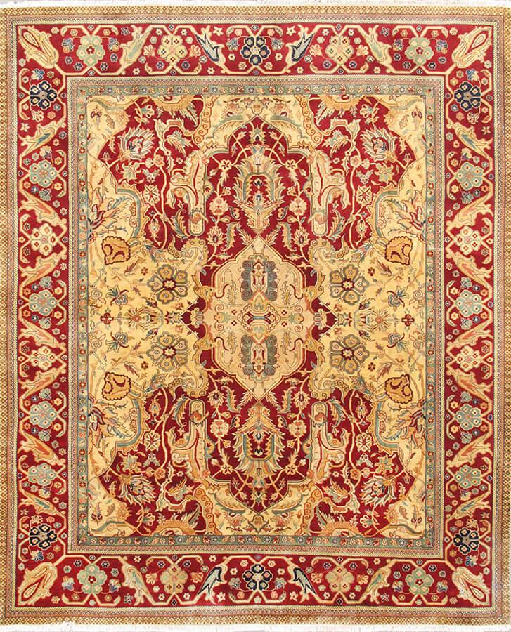 Canvello Agra Hand - Knotted Lamb's Wool Area Rug - 8' X 9'10" - Canvello