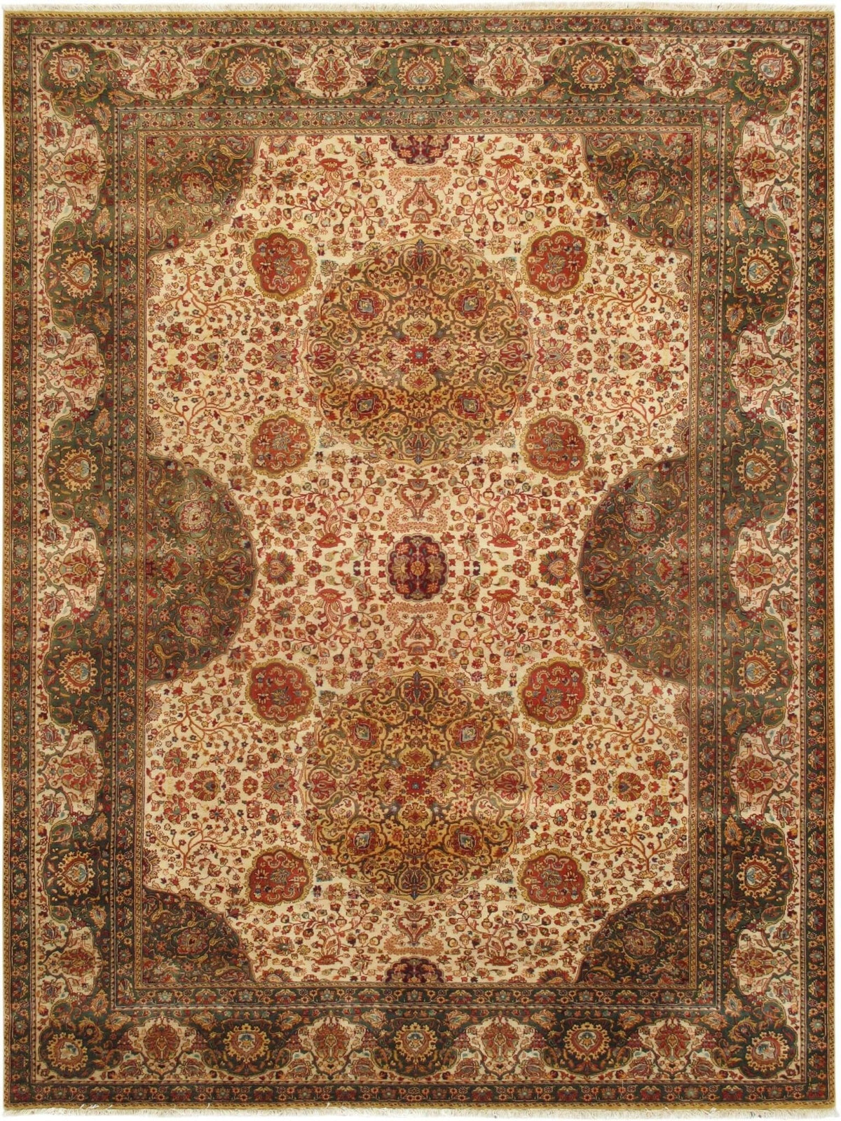 Canvello Agra Hand-Knotted Lamb's Wool Area Rug- 9'1" X 12'7"