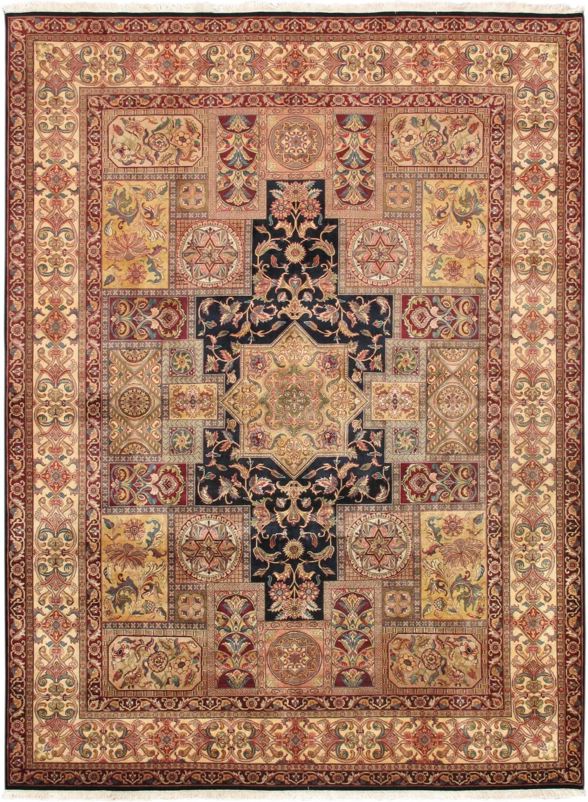 Canvello Agra Hand-Knotted Lamb's Wool Area Rug- 9'2" X 12'2"