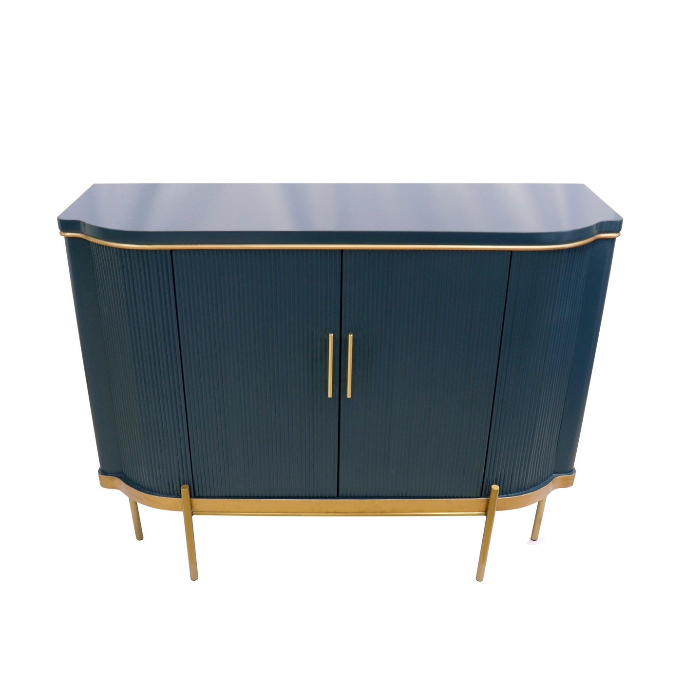 Canvello Amelia Teal Cabinet, 2 Doors & Gold Polished Metal Frame - Cabinets for Living Room, Home Office, Bedroom