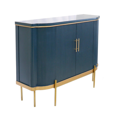 Canvello Amelia Teal Cabinet, 2 Doors & Gold Polished Metal Frame - Cabinets for Living Room, Home Office, Bedroom - Canvello