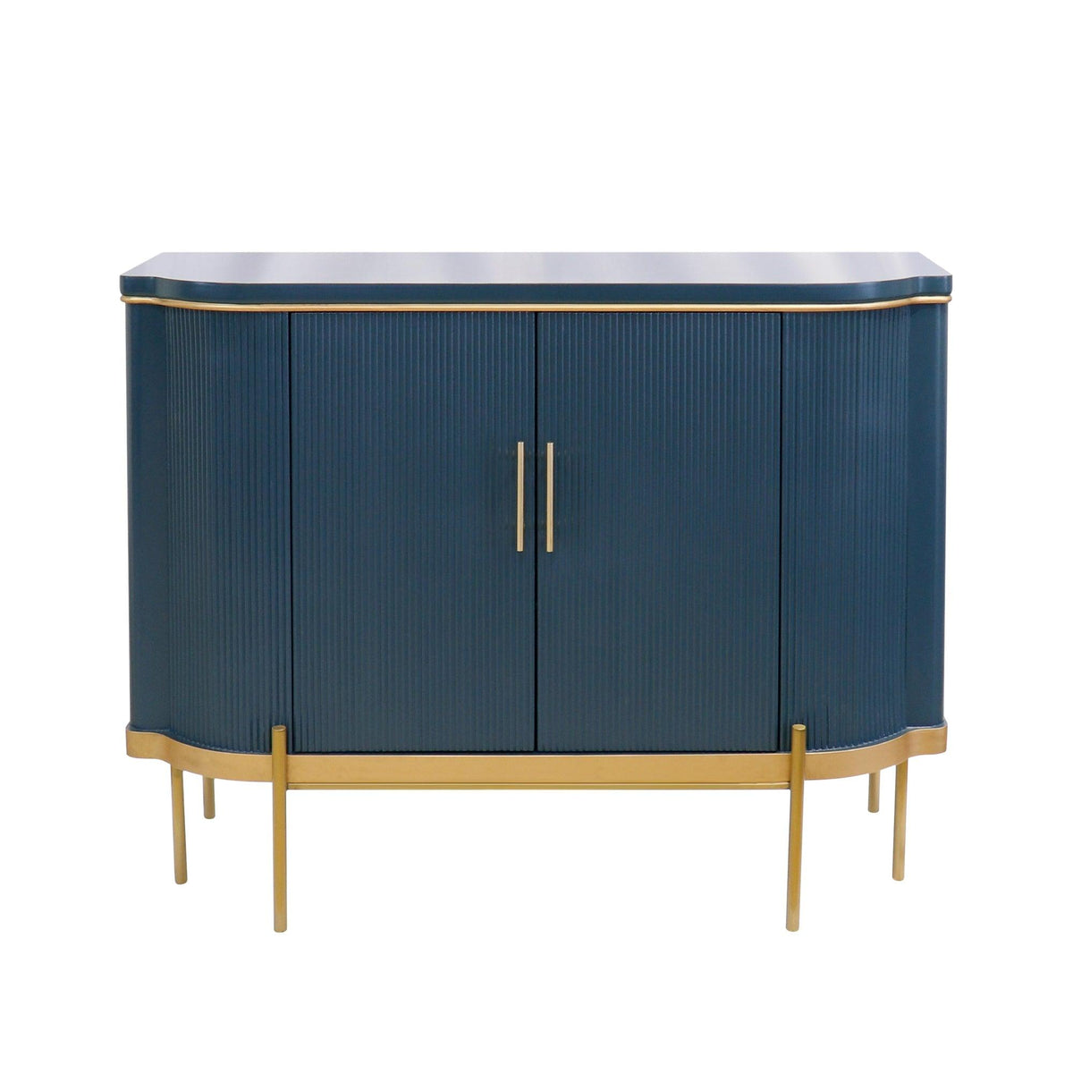 Canvello Amelia Teal Cabinet, 2 Doors & Gold Polished Metal Frame - Cabinets for Living Room, Home Office, Bedroom