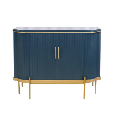 Canvello Amelia Teal Cabinet, 2 Doors & Gold Polished Metal Frame - Cabinets for Living Room, Home Office, Bedroom - Canvello