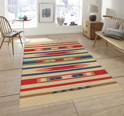 Canvello Anatolian Kilim Hand - Woven Cotton Area Rug - 4' X 6' - Canvello