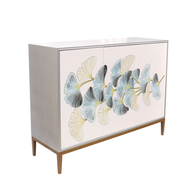 Canvello Annabelle Sideboard with 3 Floral Print Doors & Bronze Metal Frame - Canvello