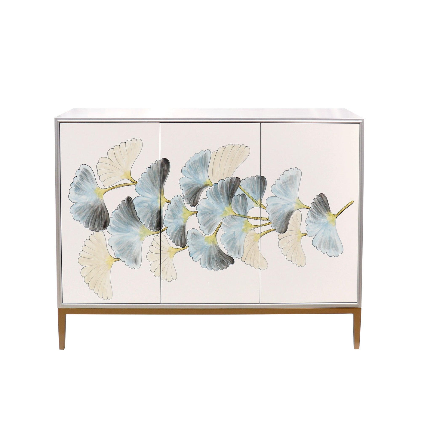 Canvello Annabelle Sideboard with 3 Floral Print Doors & Bronze Metal Frame - Canvello