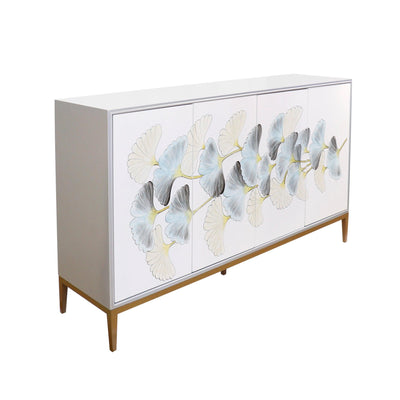 Canvello Annabelle Sideboard with 4 Floral Doors, 2 Drawers & Bronze Metal Frame