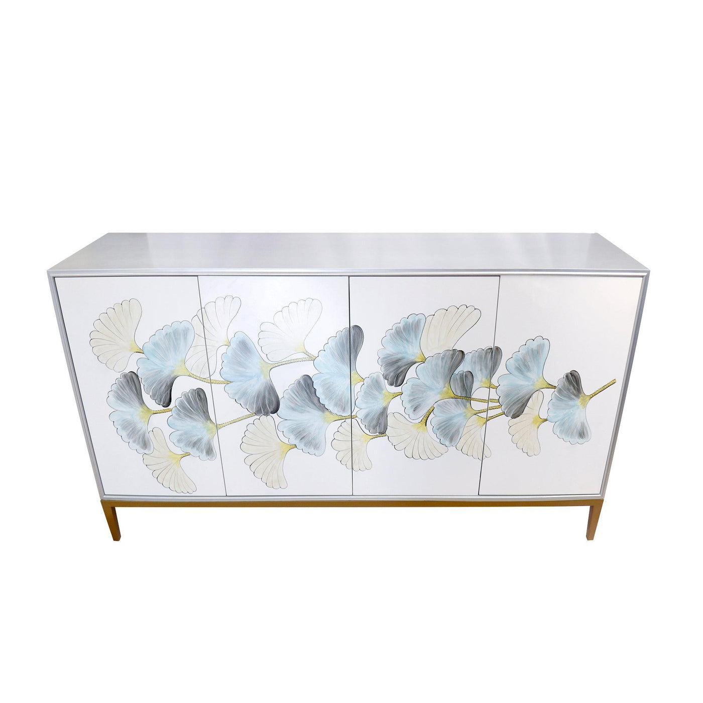 Canvello Annabelle Sideboard with 4 Floral Doors, 2 Drawers & Bronze Metal Frame - Canvello