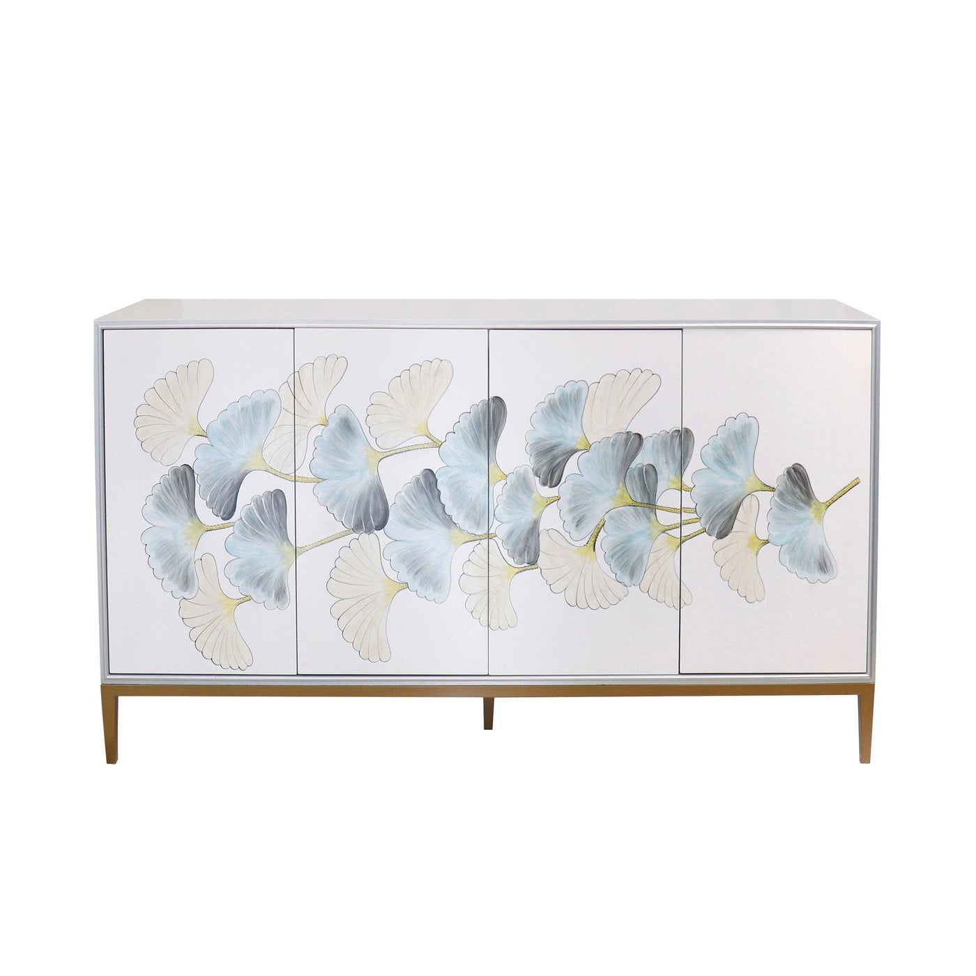 Canvello Annabelle Sideboard with 4 Floral Doors, 2 Drawers & Bronze Metal Frame - Canvello