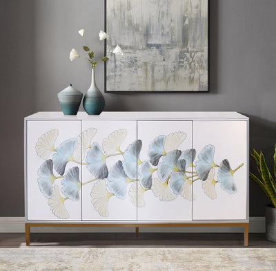 Canvello Annabelle Sideboard with 4 Floral Doors, 2 Drawers & Bronze Metal Frame - Canvello