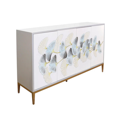 Canvello Annabelle Sideboard with 4 Floral Doors, 2 Drawers & Bronze Metal Frame - Canvello