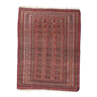 Canvello Antique Afghan Tekkeh Rug - 4'4" x 5'7" - Canvello