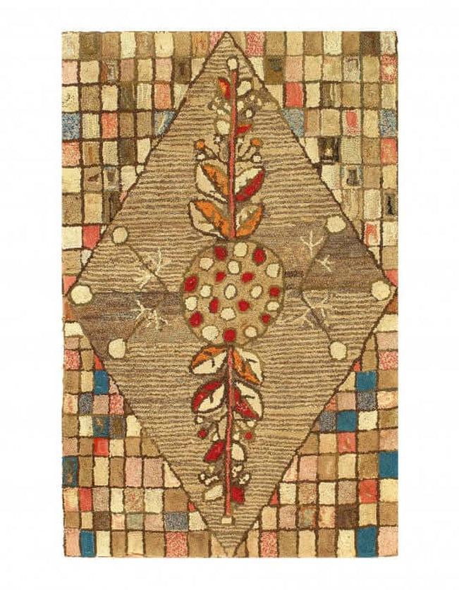 Canvello Antique American Hooked Rug - 2'11'' X 4'3''