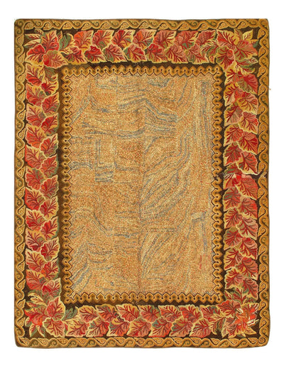 Canvello Antique American Yellow Hook Rug - 6'7'' X 8'9'' - Canvello