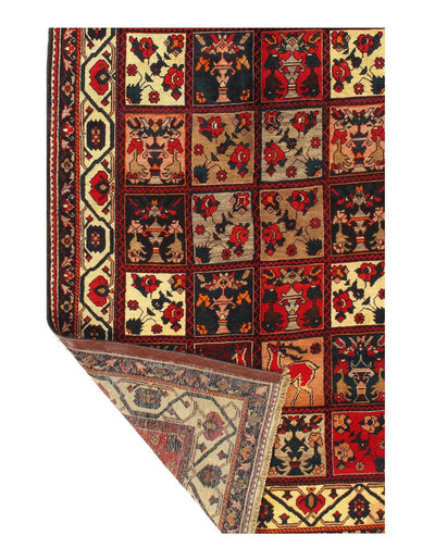 Canvello Antique Bakhtiari Red And Blue Silkroad Rug - 5'7'' X 10'5'' - Canvello