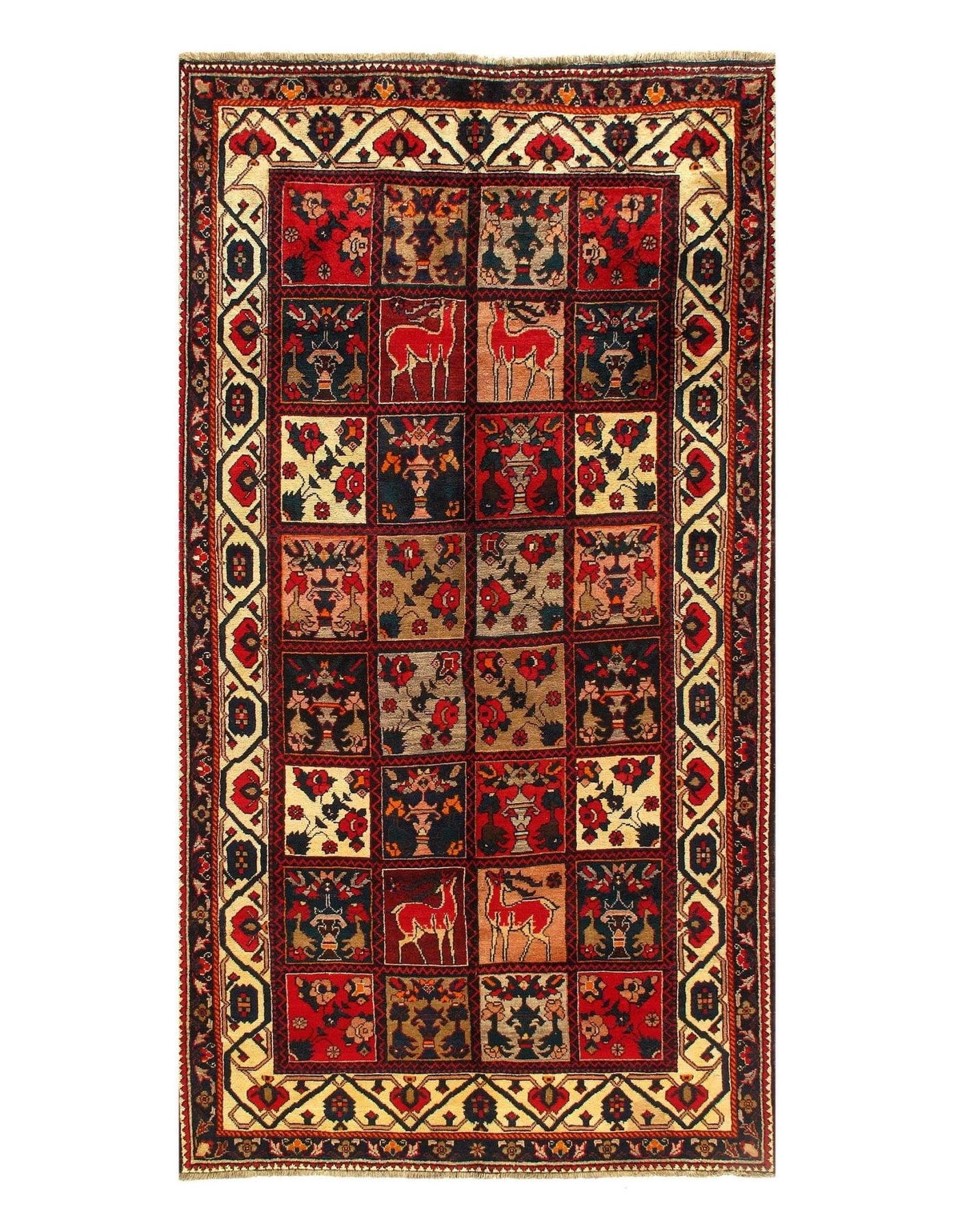 Canvello Antique Bakhtiari Red And Blue Silkroad Rug - 5'7'' X 10'5'' - Canvello