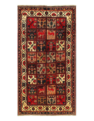 Canvello Antique Bakhtiari Red And Blue Silkroad Rug - 5'7'' X 10'5'' - Canvello