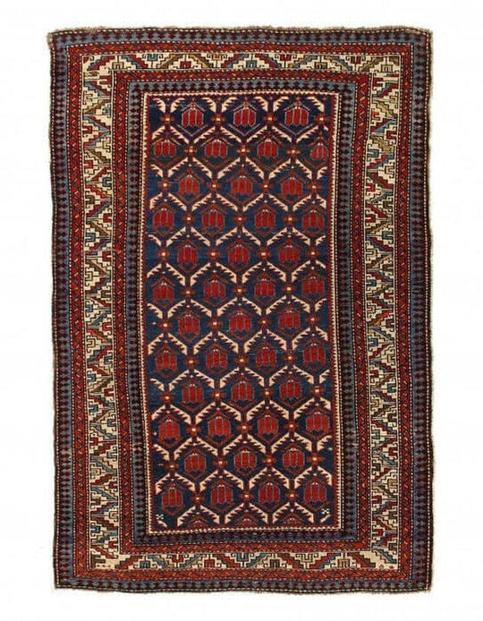 Canvello Alfombra caucásica antigua de Kazak - 3'11'' x 6'