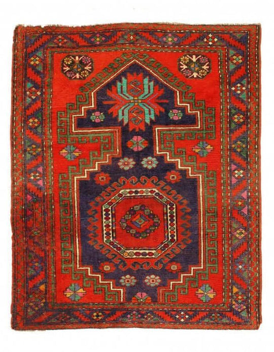 Alfombra kazak caucásica antigua Canvello - 4'9'' X 5'11''