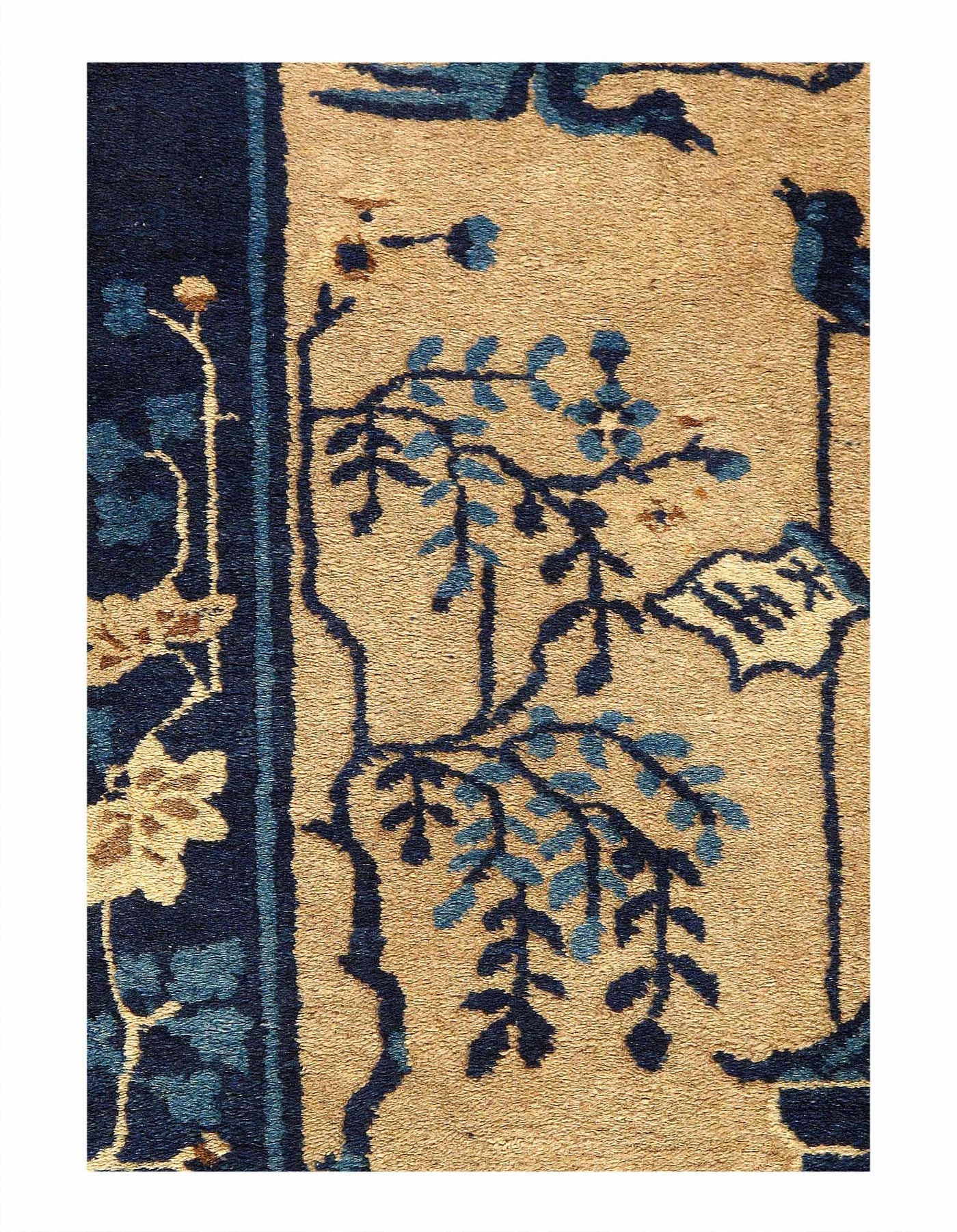 Canvello Antique Chinese Art Deco Blue Wool Rug - 2'2'' X 3'11'' - Canvello