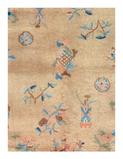 Canvello Antique Chinese Art deco Brown Rug - 4'1'' X 5'11'' - Canvello