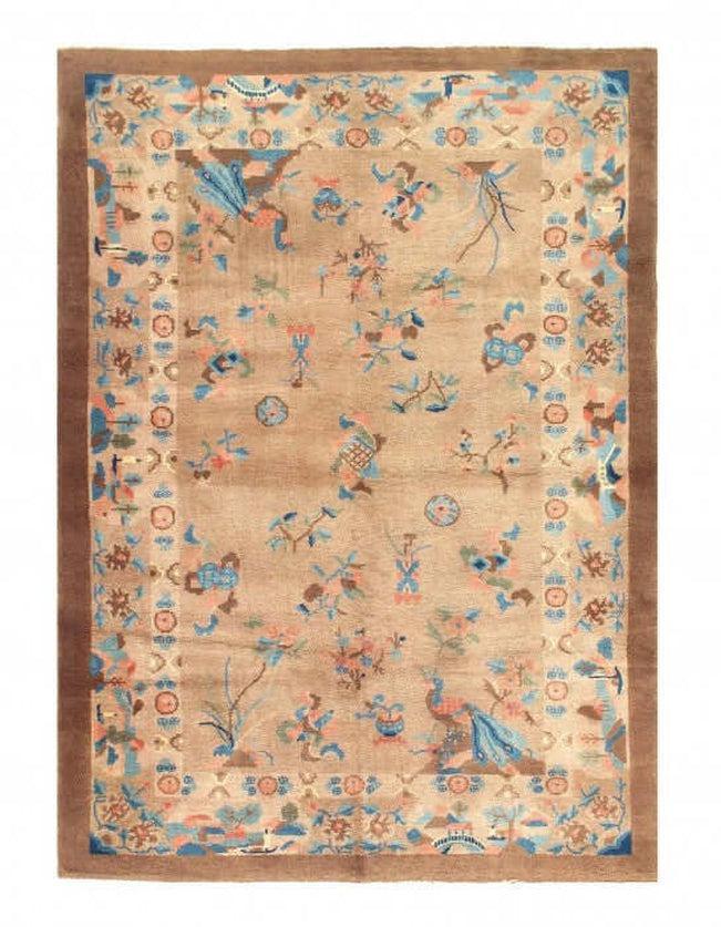 Canvello Antique Chinese Art deco Brown Rug - 4'1'' X 5'11'' - Canvello