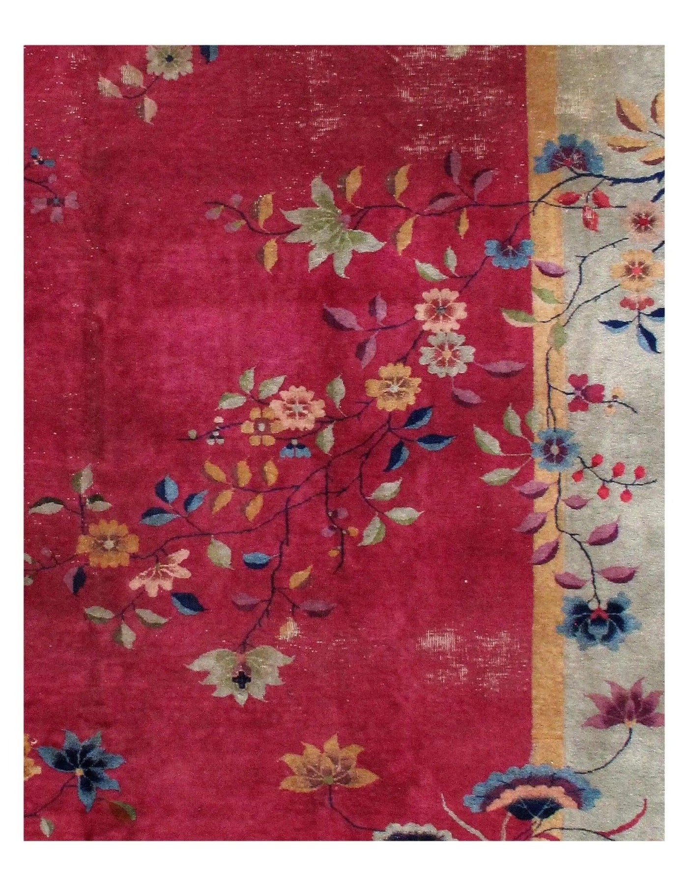 Canvello Antique Chinese Art Deco Flower Rug - 8'11'' X 11'3'' - Canvello