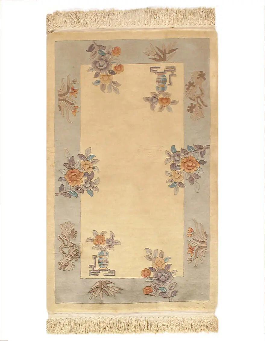 Canvello Antique Chinese Art Deco Ivory Rugs - 3' X 5' - Canvello