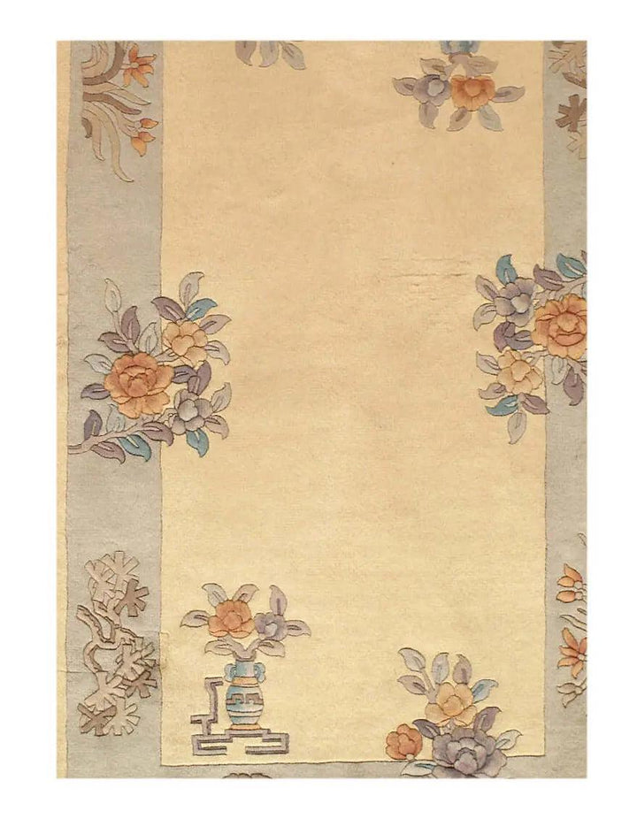 Canvello Antique Chinese Art Deco Ivory Rugs - 3' X 5' - Canvello