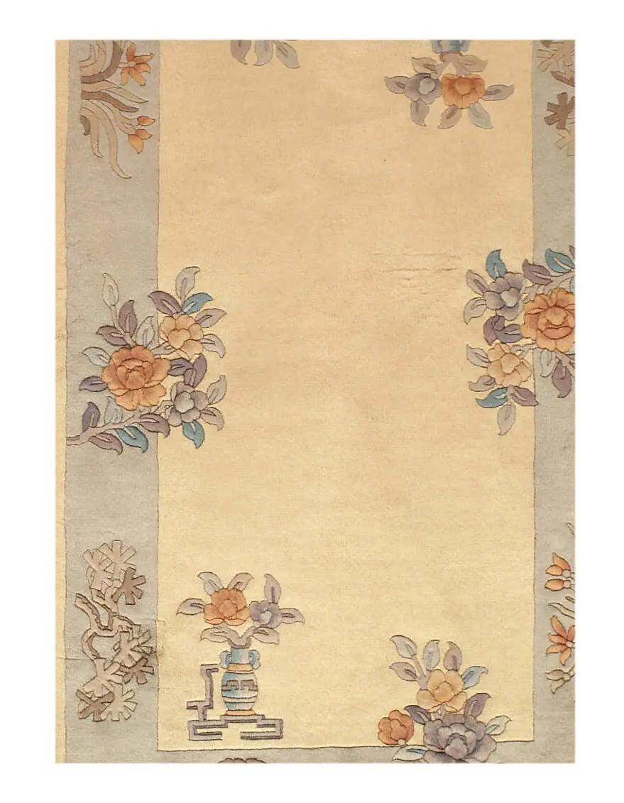 Canvello Antique Chinese Art Deco Ivory Rugs - 3' X 5' - Canvello