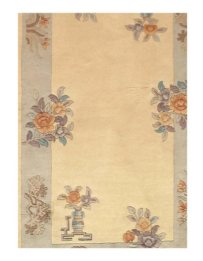 Canvello Antique Chinese Art Deco Ivory Rugs - 3' X 5'