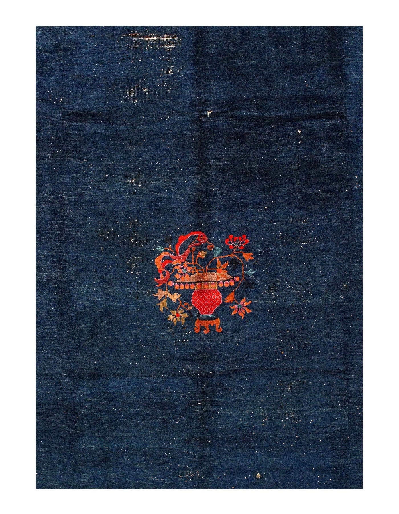 Canvello Antique Chinese Art Deco Navy Blue Rug - 8'11'' X 11'6''