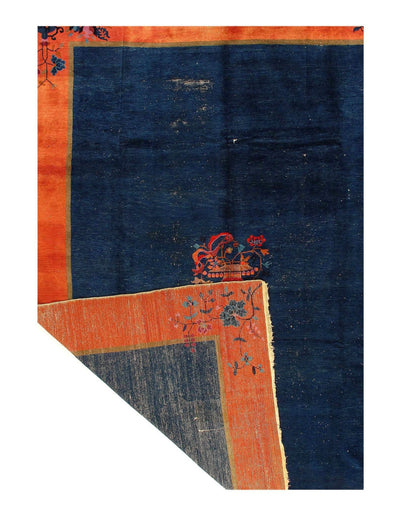 Canvello Antique Chinese Art Deco Navy Blue Rug - 8'11'' X 11'6'' - Canvello