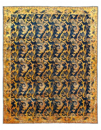 Canvello Antique Chinese Art Deco Navy Blue Rugs - 12' X 14'5'' - Canvello