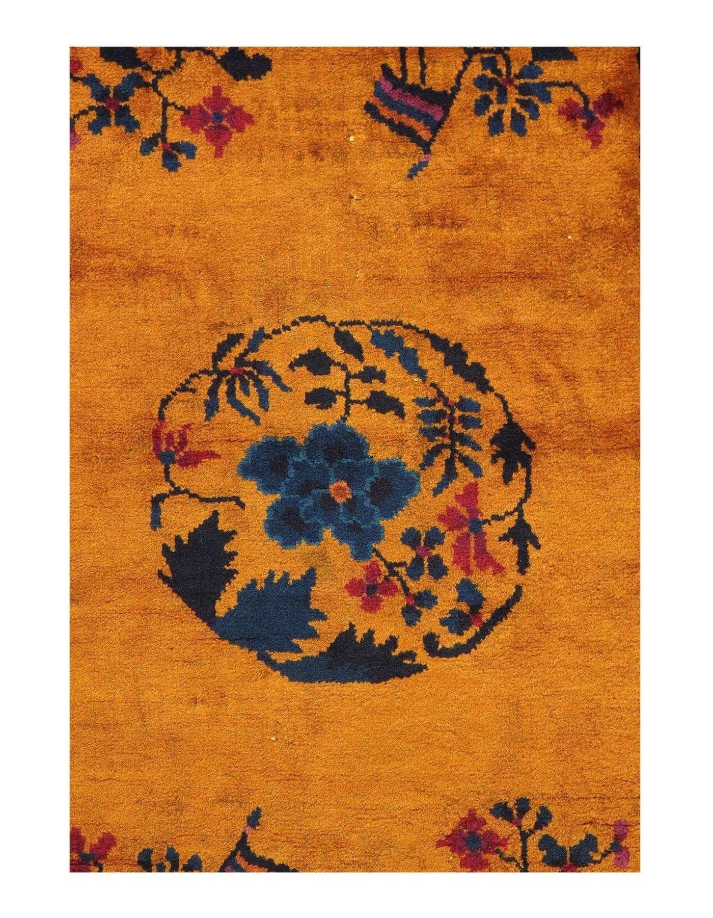 Canvello Antique Chinese Art Deco Orange Rug - 3'1'' X 4'9'' - Canvello