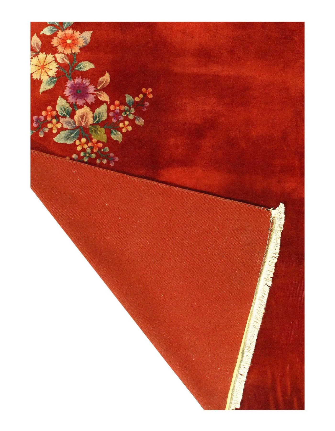 Canvello Antique Chinese Art Deco Red Rug - 9'' X 11'6''