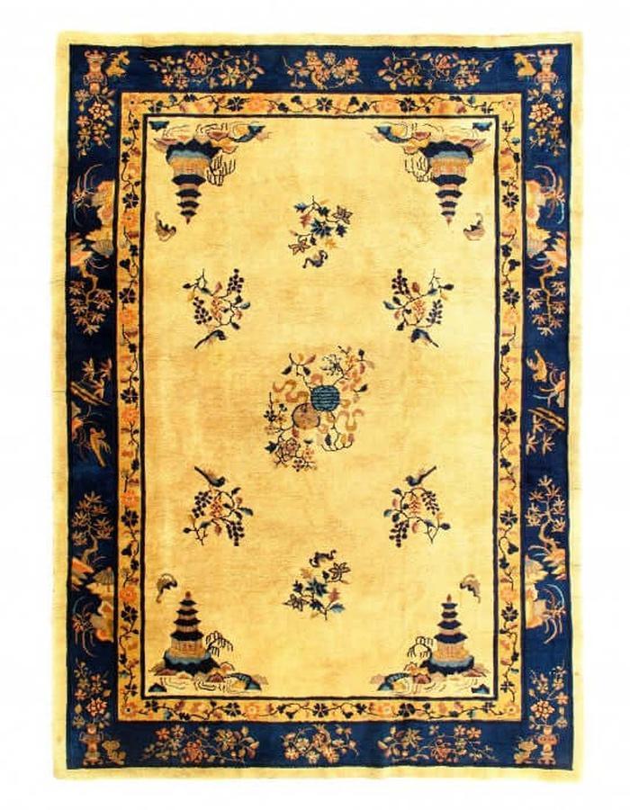 Canvello Antique Chinese Hand Knotted Royal Blue Rug - 6'1'' X 8'8''