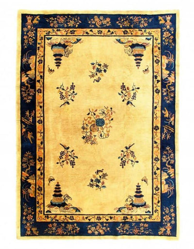 Canvello Antique Chinese Hand Knotted Royal Blue Rug - 6'1'' X 8'8''