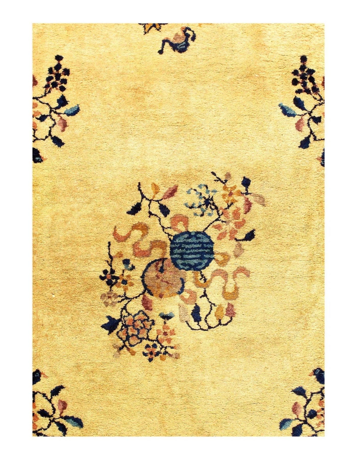 Canvello Antique Chinese Hand Knotted Royal Blue Rug - 6'1'' X 8'8'' - Canvello