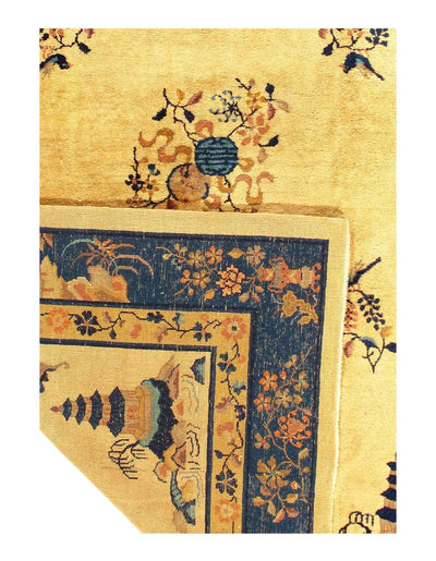 Canvello Antique Chinese Hand Knotted Royal Blue Rug - 6'1'' X 8'8'' - Canvello