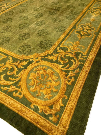 Canvello Antique Cica 1880 Donegal Green Handmade Spain Rug - 10'9'' X 16'5''