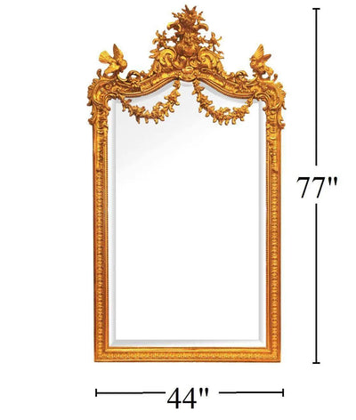 Canvello Antique French Wall Mirror Carved Wood Gold Frame - Canvello