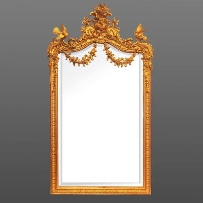 Canvello Antique French Wall Mirror Carved Wood Gold Frame - Canvello