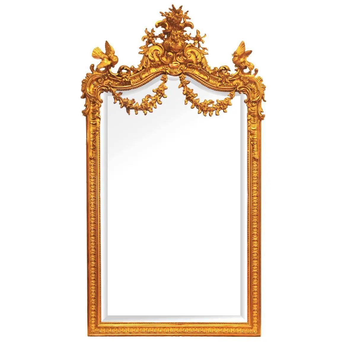 Canvello Antique French Wall Mirror Carved Wood Gold Frame