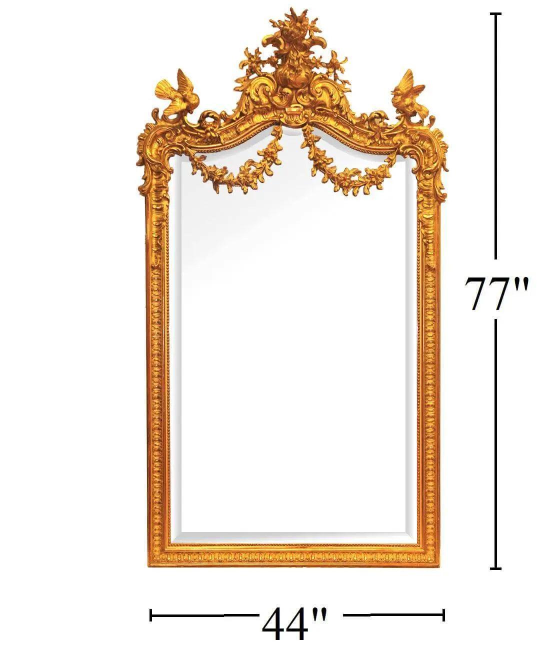 Canvello Antique French Wall Mirror Carved Wood Gold Frame
